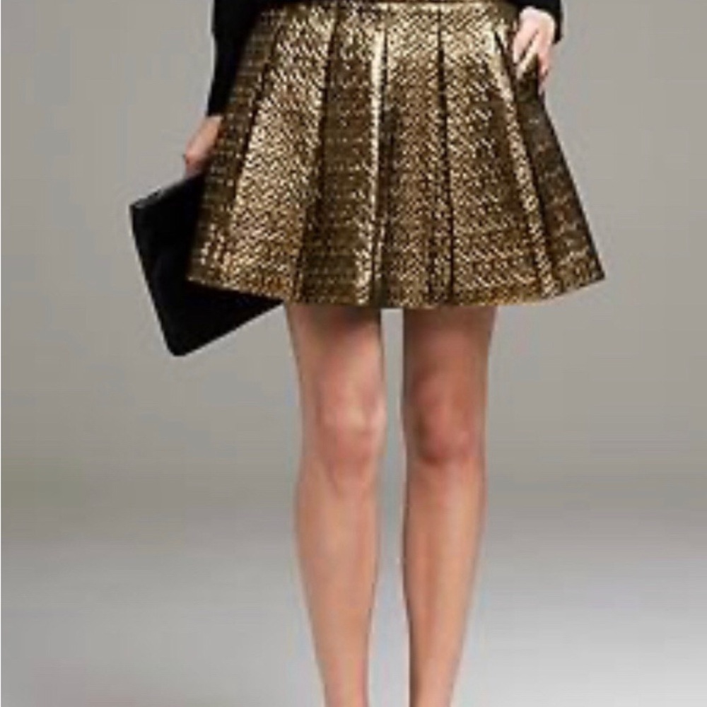 J.  Crew Elegant Gold Pleated Skirt